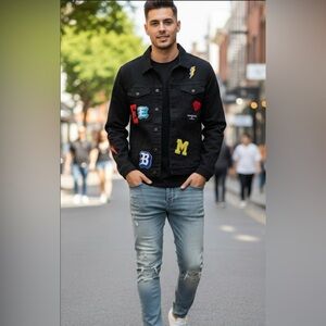 Denim Jacket Black Large by Embellish new, unisex